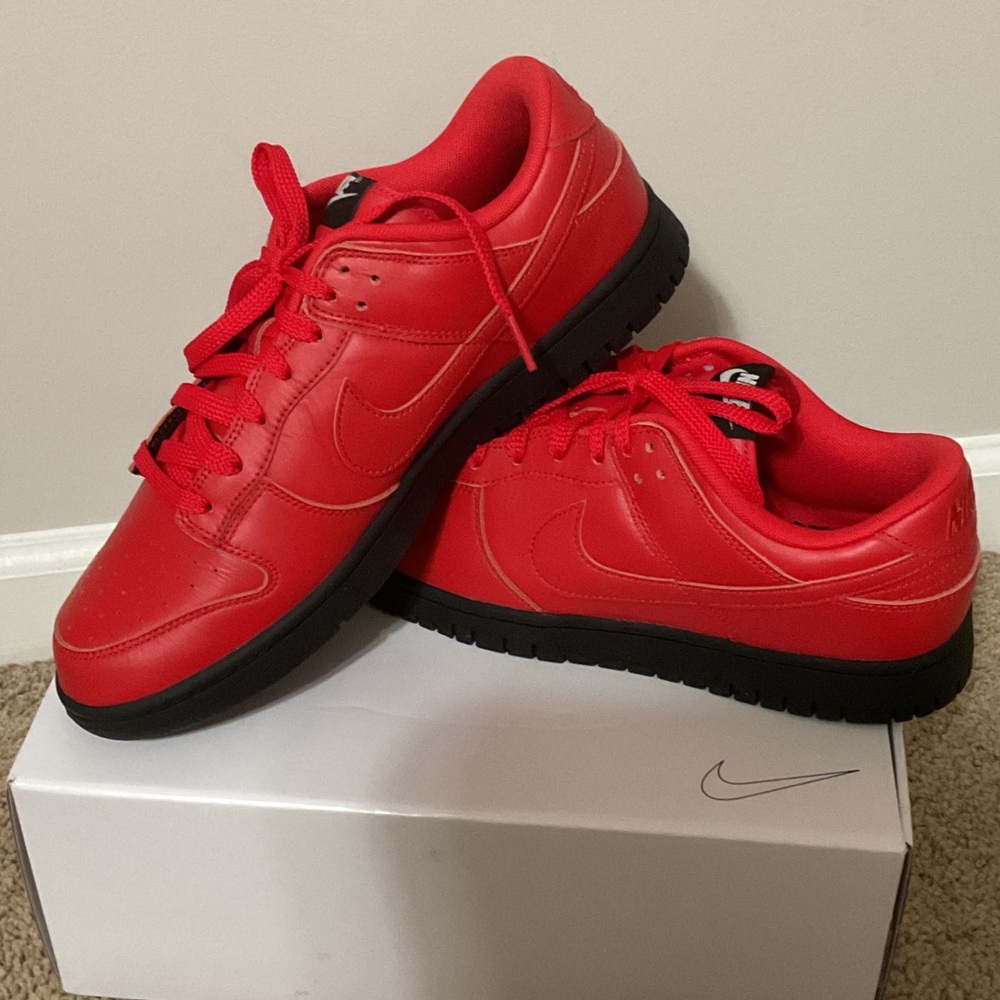 Nike Red and Black leather Dunk Low